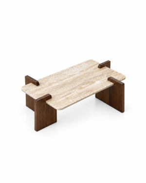 minimalist travertine coffee table on white