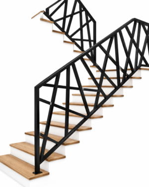 modern geometric black staircase railing