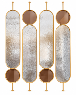 modern gold framed textured glass divider